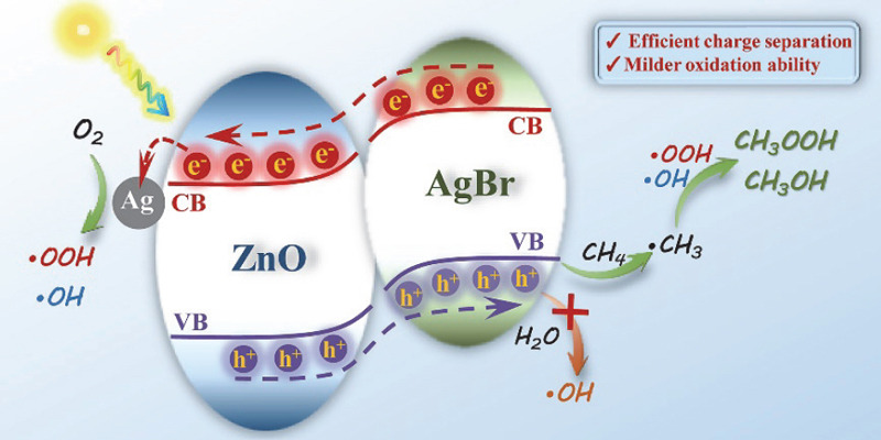 Selective photooxidation of methane to C1 oxygenates by constructing heterojunction photocatalyst with mild oxidation ability